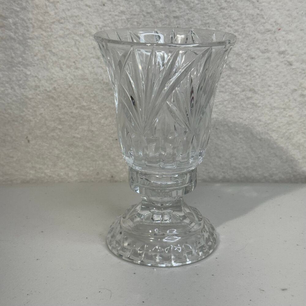 VTG Silhouette Fifth Avenue Lead Crystal Glass Hurricane Candle Holder 2 Piece
